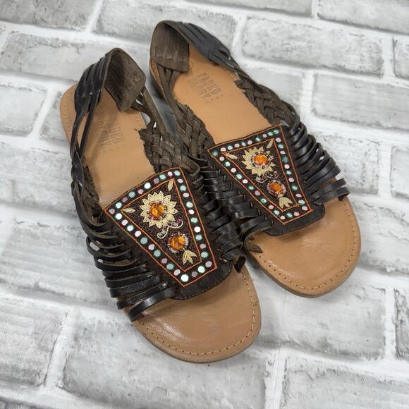 Faded Glory Rhonda Women's Size 9 Brown Leather Mexican Style Huarache Sandals - Picture 11 of 11